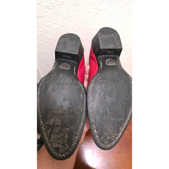 Ariat Heritage Red Leather Western Cowboy Embroidery Boots Women's Size 8 B - Picture 4 of 9